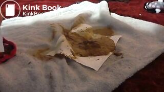 BBW shits on her bed and cleans up