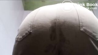 Lady makes a total mess in pants