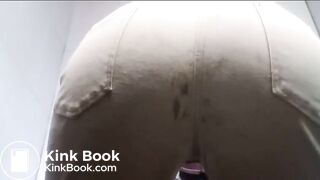 Lady makes a total mess in pants