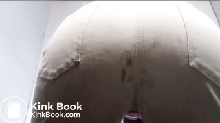 Lady makes a total mess in pants