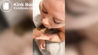 Sucking the shit off his dick