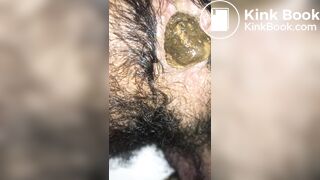 Thick and appetizing poop coming out of my hairy ass