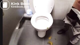 Chick shits on the floor in public bathroom