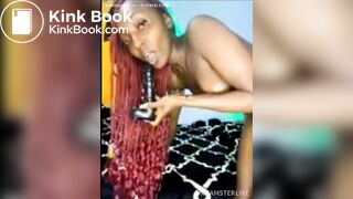 chocolate queen tasting her shit