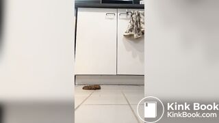 Hot girl shits on kitchen floor