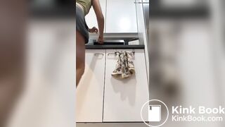 Hot girl shits on kitchen floor