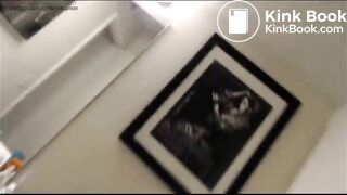 Pretty brunette pooping