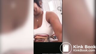 Ebony girl pooping on bucket