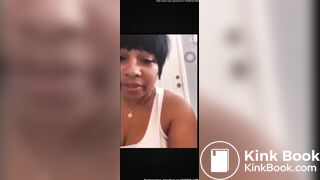 Ebony girl pooping on bucket