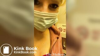 Naughty English Girl shits on plane toilet seat