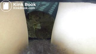 Huge fishnet leggings poop