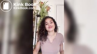 Curly hairede cute latina pooping