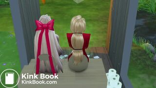 Charlie and Vaggie take a dump in a outhouse