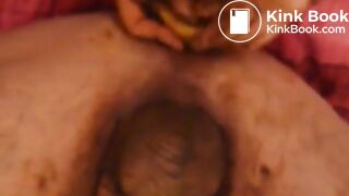 Sucking shit off cock and buttplug