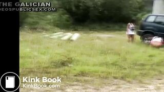 Two girls caught pooping behind car at festival