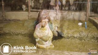 Stationed in the cowshed - german girl in cowshit