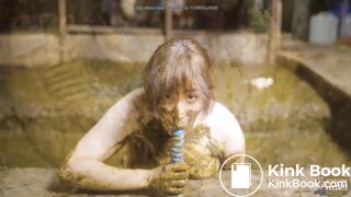 Stationed in the cowshed - german girl in cowshit