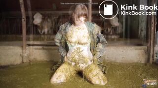 Stationed in the cowshed - german girl in cowshit