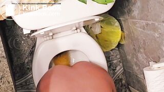 Girl takes a ploppy poop on toilet - video 2