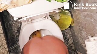 Girl takes a ploppy poop on toilet - video 2