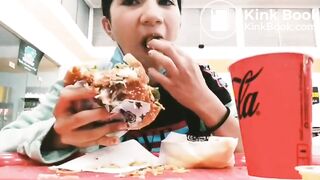 Teen girl eats her poop in public