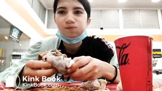 Teen girl eats her poop in public