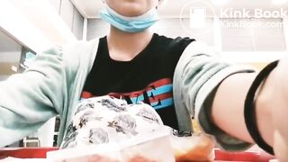 Teen girl eats her poop in public