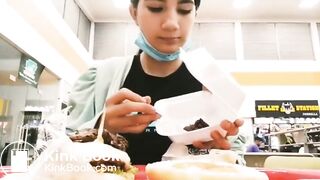 Teen girl eats her poop in public