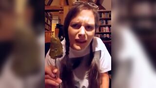 German lunatic lady eats shitty icecream..