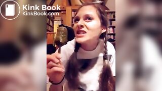 German lunatic lady eats shitty icecream..