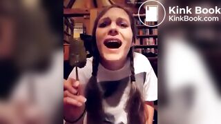 German lunatic lady eats shitty icecream..