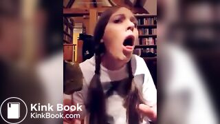 German lunatic lady eats shitty icecream..