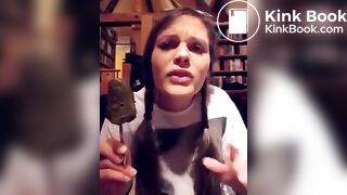 German lunatic lady eats shitty icecream..