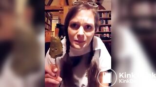German lunatic lady eats shitty icecream..