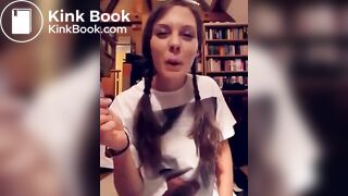 German lunatic lady eats shitty icecream..