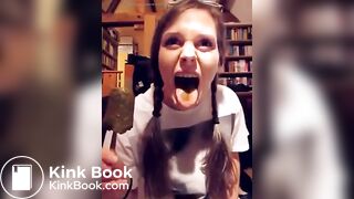 German lunatic lady eats shitty icecream..