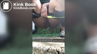 black bbw shits next to car