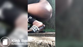 black bbw shits next to car