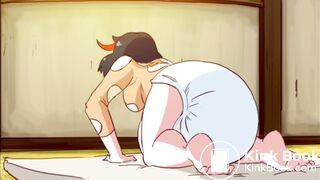 Animation/ Girl makes a big morning mess and teases
