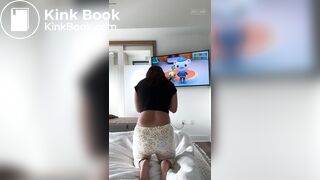Girl poops her pull up under pj’s watching tv