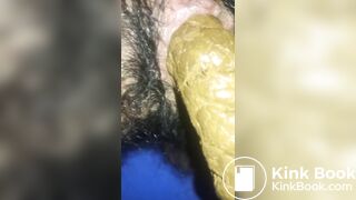 Huge poop coming out of my hairy ass