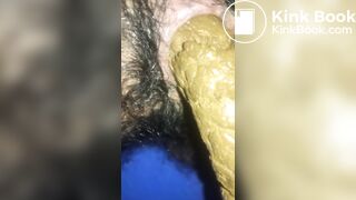 Huge poop coming out of my hairy ass
