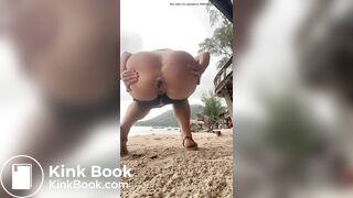 Hot blonde pooping on the beach