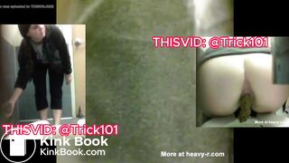 Grossed out college girl pushes out a nice turd