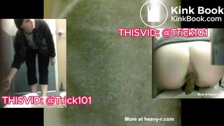 Grossed out college girl pushes out a nice turd