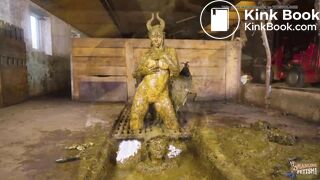 Devilish Seduction - lesbian masturbating in cowshit