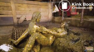 Devilish Seduction - lesbian masturbating in cowshit