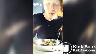 Teen redhead shits in a plate and eat her ow shit