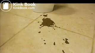 Liquid shit into a bucket