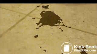 Liquid shit into a bucket